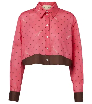 Valentino Cropped printed cotton shirt | Thumbnail 1 Valentino Cropped printed cotton shirt | Thumbnail 1