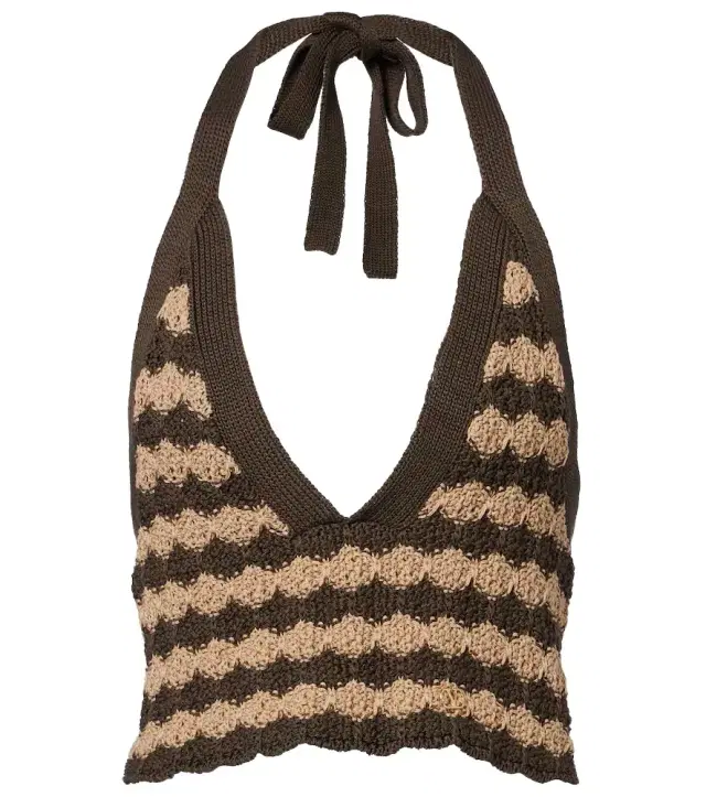 Valentino Striped knitted cotton crop top