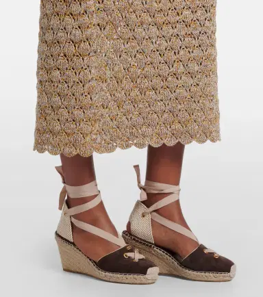 Valentino Open-knit linen-blend lamé midi dress | Thumbnail 4