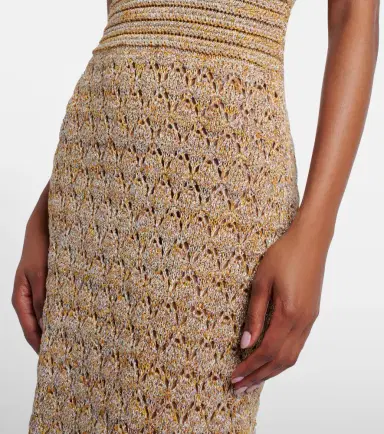 Valentino Open-knit linen-blend lamé midi dress | Thumbnail 5