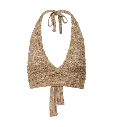 Valentino Open-knit linen-blend lamé crop top | Thumbnail 1