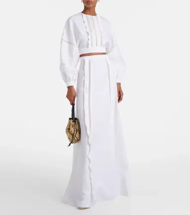 Valentino Lace-trimmed open-back linen blouse | Thumbnail 4 Valentino Lace-trimmed open-back linen blouse | Thumbnail 4