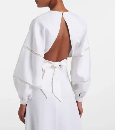 Valentino Lace-trimmed open-back linen blouse | Thumbnail 5 Valentino Lace-trimmed open-back linen blouse | Thumbnail 5