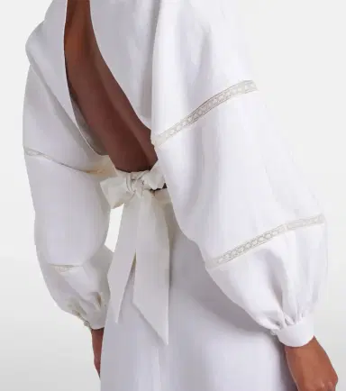 Valentino Lace-trimmed open-back linen blouse | Thumbnail 6 Valentino Lace-trimmed open-back linen blouse | Thumbnail 6