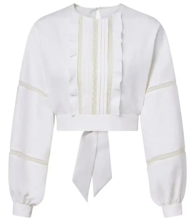 Valentino Lace-trimmed open-back linen blouse