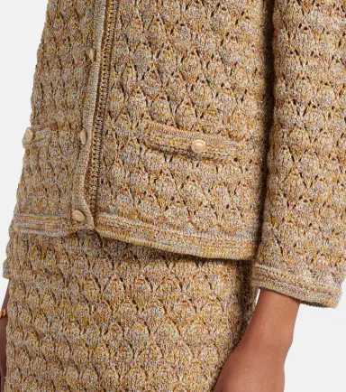Valentino Open-knit linen-blend lamé cardigan | Thumbnail 3 Valentino Open-knit linen-blend lamé cardigan | Thumbnail 3