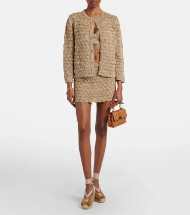 Valentino Open-knit linen-blend lamé cardigan | Thumbnail 4 Valentino Open-knit linen-blend lamé cardigan | Thumbnail 4