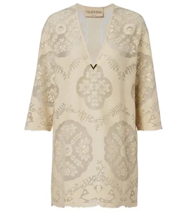 Valentino VGold floral cotton-blend tunic
