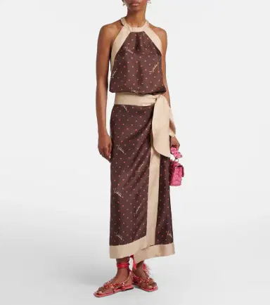 Valentino Printed silk twill wrap skirt | Thumbnail 2