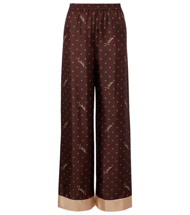 Valentino Printed silk twill palazzo pants