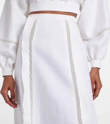 Valentino Lace-trimmed linen maxi skirt | Thumbnail 2