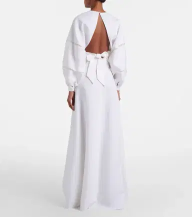 Valentino Lace-trimmed linen maxi skirt | Thumbnail 5