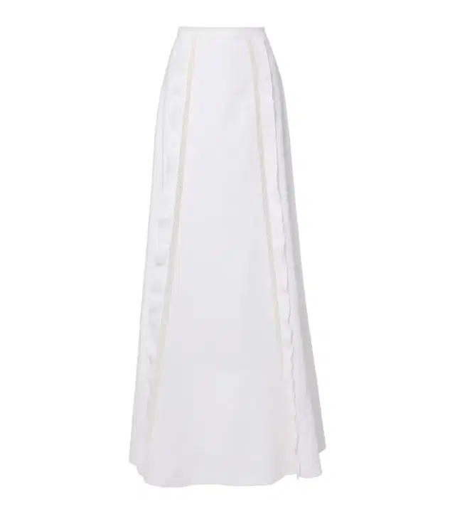 Valentino Lace-trimmed linen maxi skirt