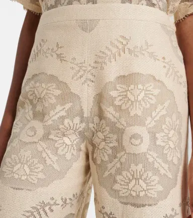 Valentino Embroidered cotton-blend wide-leg pants | Thumbnail 5 Valentino Embroidered cotton-blend wide-leg pants | Thumbnail 5