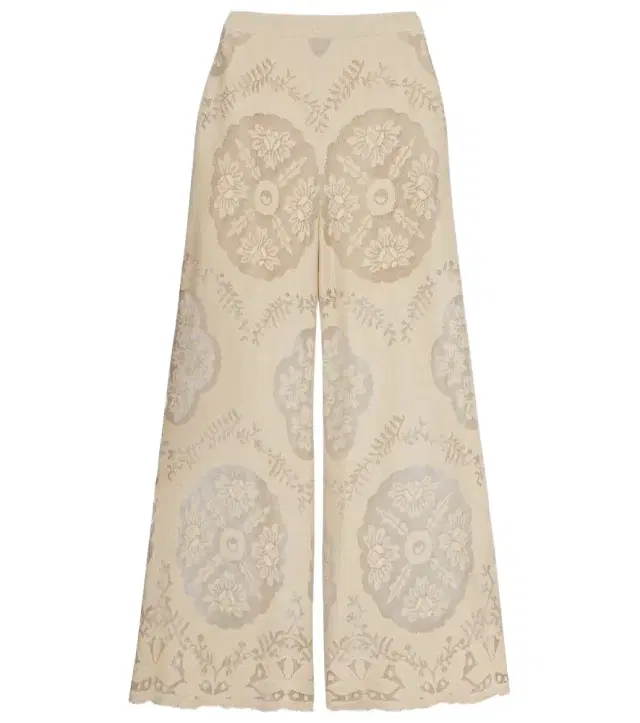 Valentino Embroidered cotton-blend wide-leg pants