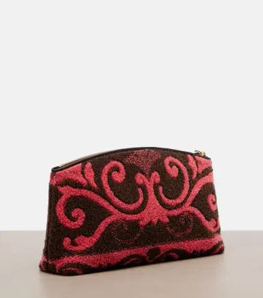 Valentino Garavani VLogo leather-trimmed terry pouch | Thumbnail 2 Valentino Garavani VLogo leather-trimmed terry pouch | Thumbnail 2