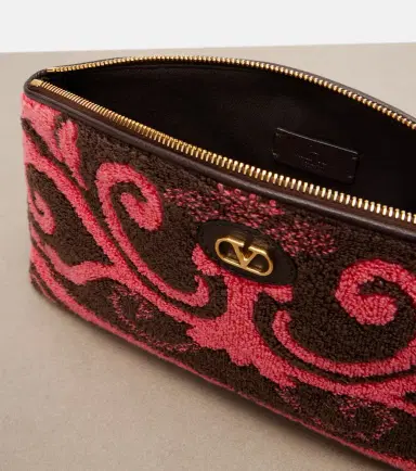 Valentino Garavani VLogo leather-trimmed terry pouch | Thumbnail 3 Valentino Garavani VLogo leather-trimmed terry pouch | Thumbnail 3