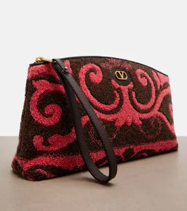 Valentino Garavani VLogo leather-trimmed terry pouch | Thumbnail 4 Valentino Garavani VLogo leather-trimmed terry pouch | Thumbnail 4