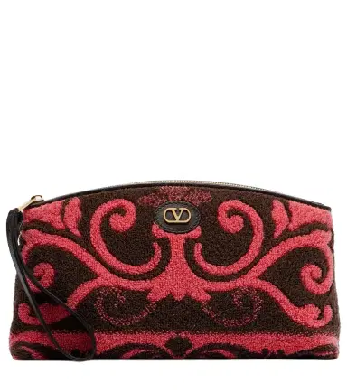 Valentino Garavani VLogo leather-trimmed terry pouch | Thumbnail 1 Valentino Garavani VLogo leather-trimmed terry pouch | Thumbnail 1