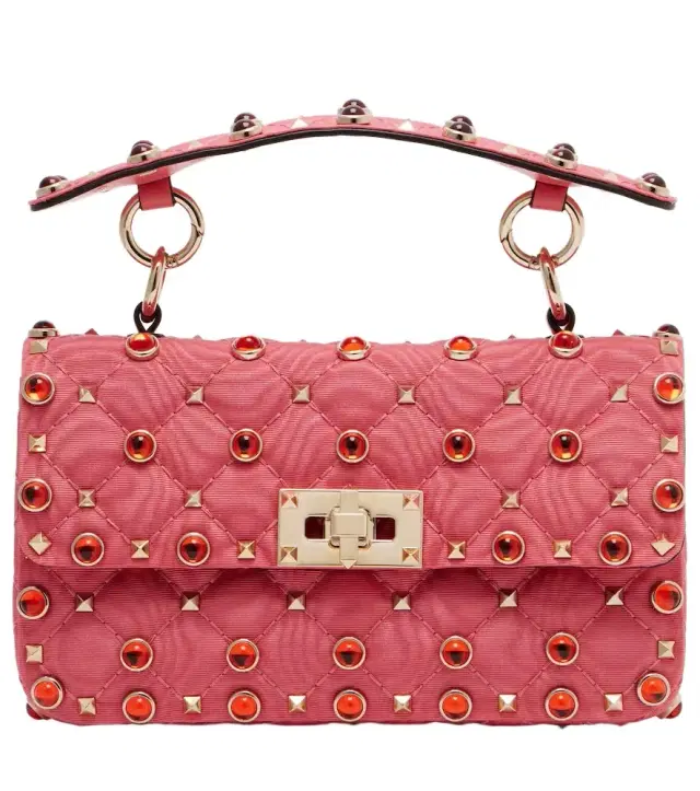 Valentino Garavani Rockstud Spike Small moiré top-handle bag