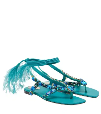 Valentino Garavani Resort embellished suede thong sandals | Thumbnail 1 Valentino Garavani Resort embellished suede thong sandals | Thumbnail 1