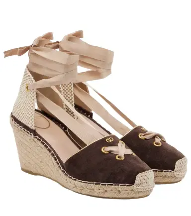 Valentino Garavani VLogo suede espadrille wedges | Thumbnail 1 Valentino Garavani VLogo suede espadrille wedges | Thumbnail 1