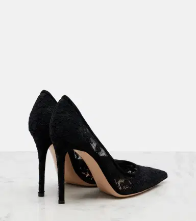 Gianvito Rossi Claudia suede-trimmed lace pumps | Thumbnail 2 Gianvito Rossi Claudia suede-trimmed lace pumps | Thumbnail 2