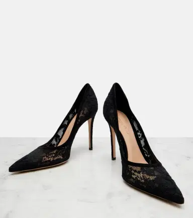 Gianvito Rossi Claudia suede-trimmed lace pumps | Thumbnail 4 Gianvito Rossi Claudia suede-trimmed lace pumps | Thumbnail 4