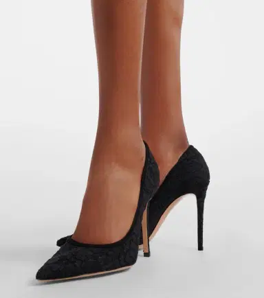 Gianvito Rossi Claudia suede-trimmed lace pumps | Thumbnail 5 Gianvito Rossi Claudia suede-trimmed lace pumps | Thumbnail 5
