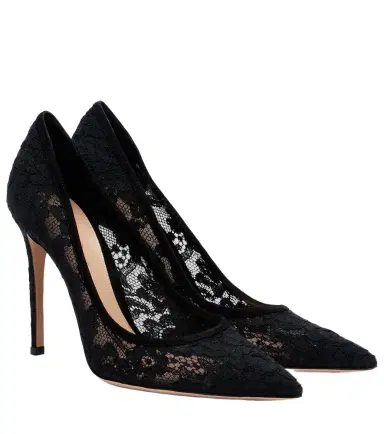 Gianvito Rossi Claudia suede-trimmed lace pumps | Thumbnail 1 Gianvito Rossi Claudia suede-trimmed lace pumps | Thumbnail 1