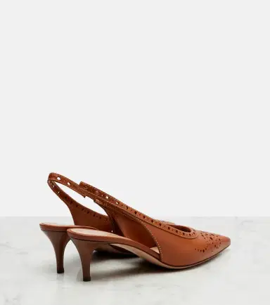 Gianvito Rossi Perforated leather slingback pumps | Thumbnail 2