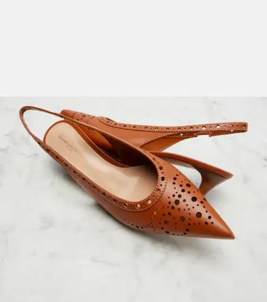 Gianvito Rossi Perforated leather slingback pumps | Thumbnail 3
