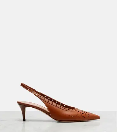 Gianvito Rossi Perforated leather slingback pumps | Thumbnail 4