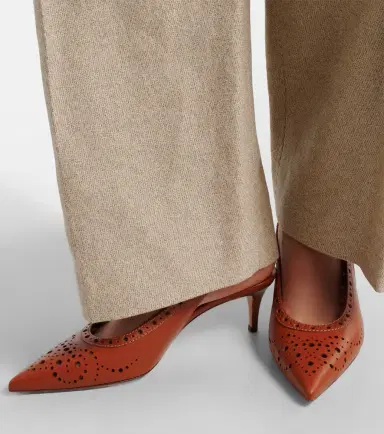 Gianvito Rossi Perforated leather slingback pumps | Thumbnail 6