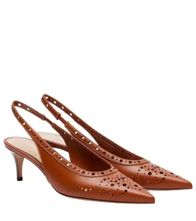 Gianvito Rossi Perforated leather slingback pumps | Thumbnail 1