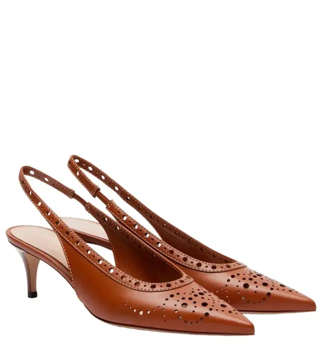 Gianvito Rossi Perforated leather slingback pumps