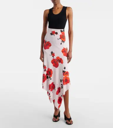 Alaïa Alaïa Floral asymmetric jersey midi skirt | Thumbnail 2