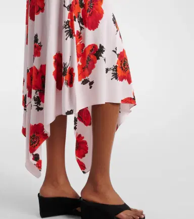 Alaïa Alaïa Floral asymmetric jersey midi skirt | Thumbnail 3