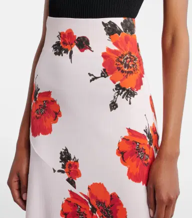 Alaïa Alaïa Floral asymmetric jersey midi skirt | Thumbnail 4