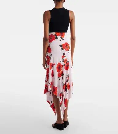 Alaïa Alaïa Floral asymmetric jersey midi skirt | Thumbnail 5