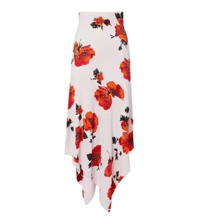 Alaïa Floral asymmetric jersey midi skirt