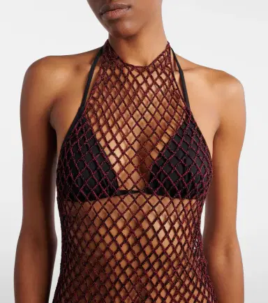Alaïa Alaïa Floral-appliqué open-knit cotton minidress | Thumbnail 4