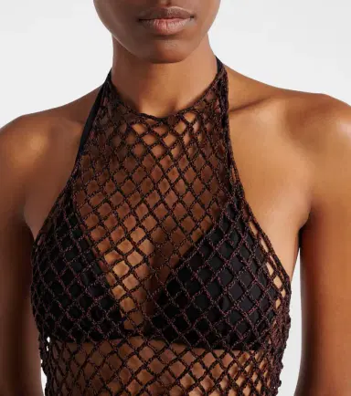 Alaïa Alaïa Open-knit halterneck cotton top | Thumbnail 3