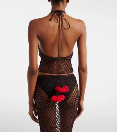 Alaïa Alaïa Open-knit halterneck cotton top | Thumbnail 4