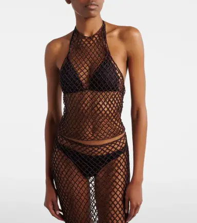 Alaïa Alaïa Open-knit halterneck cotton top | Thumbnail 5