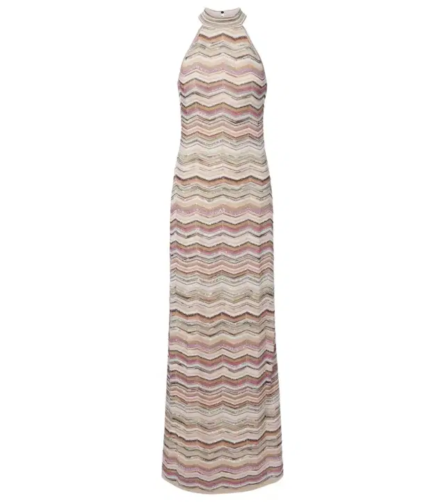 Missoni Zigzag halterneck sequined lamé maxi dress