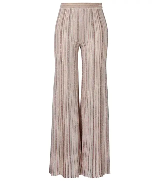 Missoni Sequined striped lamé wide-leg pants