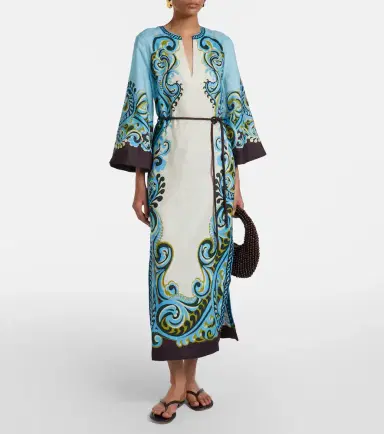 ALÉMAIS Alémais Natalia printed linen midi dress | Thumbnail 2