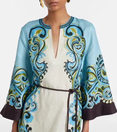 ALÉMAIS Alémais Natalia printed linen midi dress | Thumbnail 4