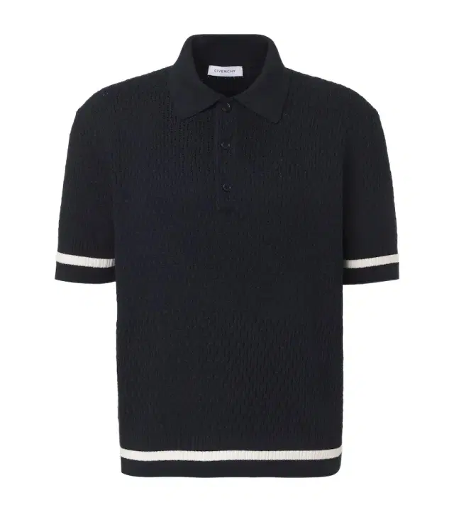 Crochet cotton polo shirt